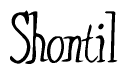The image contains the word 'Shontil' written in a cursive, stylized font.