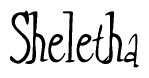 The image is of the word Sheletha stylized in a cursive script.