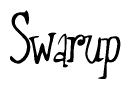 The image is a stylized text or script that reads 'Swarup' in a cursive or calligraphic font.