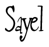 The image contains the word 'Sayel' written in a cursive, stylized font.