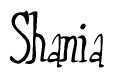 The image is a stylized text or script that reads 'Shania' in a cursive or calligraphic font.