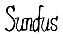 The image is a stylized text or script that reads 'Sundus' in a cursive or calligraphic font.