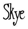 The image contains the word 'Skye' written in a cursive, stylized font.