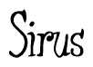 The image contains the word 'Sirus' written in a cursive, stylized font.