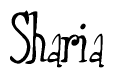 The image contains the word 'Sharia' written in a cursive, stylized font.
