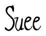 The image is a stylized text or script that reads 'Suee' in a cursive or calligraphic font.