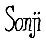 The image contains the word 'Sonji' written in a cursive, stylized font.