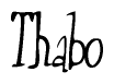 The image is of the word Thabo stylized in a cursive script.