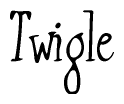 The image is a stylized text or script that reads 'Twigle' in a cursive or calligraphic font.