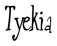 The image is of the word Tyekia stylized in a cursive script.