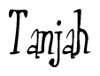 The image contains the word 'Tanjah' written in a cursive, stylized font.