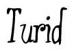 The image is a stylized text or script that reads 'Turid' in a cursive or calligraphic font.