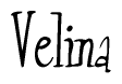 The image is a stylized text or script that reads 'Velina' in a cursive or calligraphic font.
