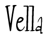 The image is a stylized text or script that reads 'Vella' in a cursive or calligraphic font.