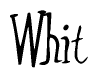 The image is of the word Whit stylized in a cursive script.