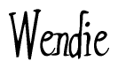 The image is of the word Wendie stylized in a cursive script.