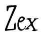 The image contains the word 'Zex' written in a cursive, stylized font.