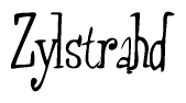 The image is of the word Zylstrahd stylized in a cursive script.