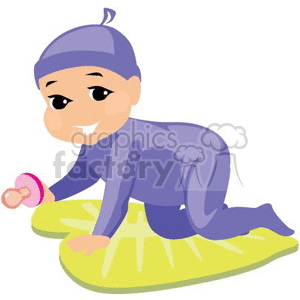 Cute Baby Crawling in Purple Pajamas