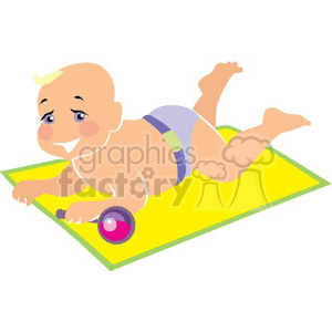 A Baby Laying on a Yellow Blanket Playing
