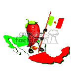 Chili pepper holding the mexican flag.