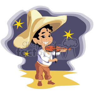 cinco de mayo boy playing violin wearing a sombrero