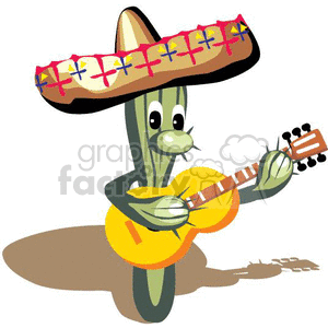 Cinco de Mayo Cactus Playing Guitar