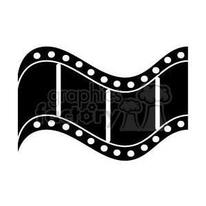 A black and white clipart image of a wavy film strip.