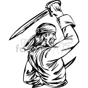 Black and White Pirate Holding Sword