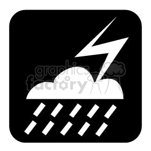 Black and white cloud with rain and lightning bolt