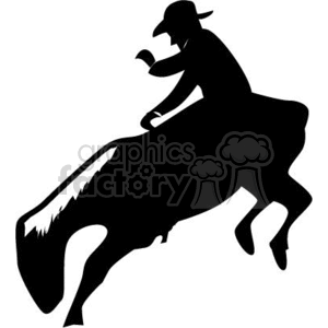 Cowboy on Bucking Bull Silhouette for Western Signage