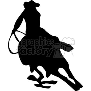 Cowboy Roping Silhouette for Western Signage