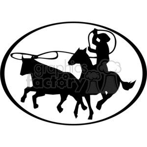 Western Cowboy Roping Silhouette