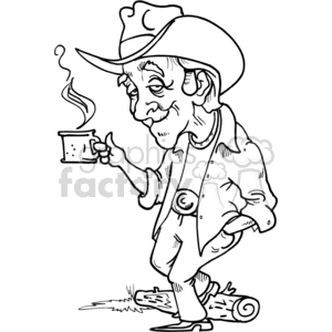 Cowboy having a hot cup of coffee