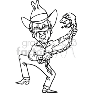 Cowboy fighting a snake