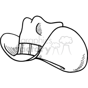 This is a black and white clipart image of a cowboy hat. The hat image is drawn with a simple, clean line style and includes shading and details that depict the classic wide-brim and creases associated with cowboy hats.