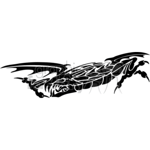 The image depicts a stylized, black and white, tribal dragon design. It's a graphic suitable for use as a tattoo template or as a design for vinyl cutting in the context of producing signs, decals, or similar items.