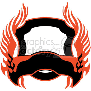 A stylized clipart image of a vintage car adorned with orange flames. The design is bold and eye-catching, suitable for automotive-themed graphics.