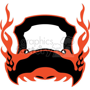A clipart image featuring a stylized frame with black and red-orange flames extending from both sides.