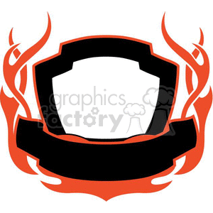 Black Blank Shield with Red Flames