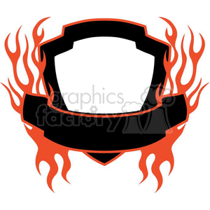 Blank Black Shield Emblem with Red Flames