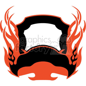 A stylized clipart image featuring a black and red flaming frame with flames extending on the sides and bottom. The center is empty, creating space for custom text or images.