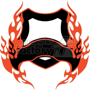 Black and red tribal mask design with flame elements.