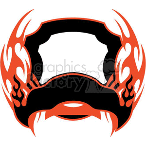 A clipart image of an abstract frame design featuring a bold black central area with surrounding red flames.