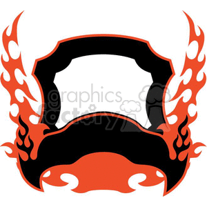A bold, stylized frame with red flames on both sides. The frame is black, with waves at the bottom and angular edges at the top. The central area is blank, creating a space for adding text or an image.