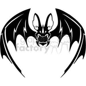 Black and white forward facing scary bat 