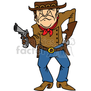 Cartoon Cowboy Gunslinger with Angry Expression