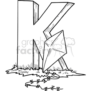 White letter K with kite
