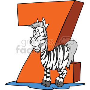 Cartoon letter Z with funny Zebra