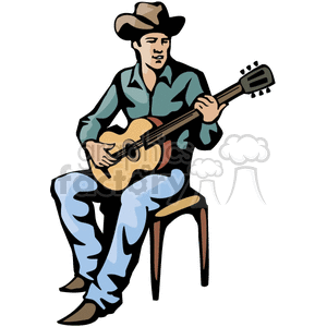 Western Cowboy Playing Guitar